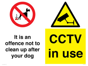 It is an offence not to clean up after your dog. CCTV in use
